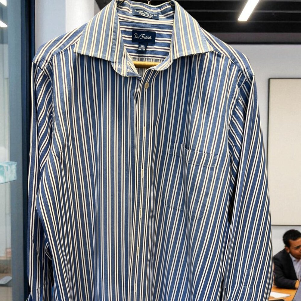 Paul Fredrick Striped Long-Sleeve 100% Cotton Dress Shirt